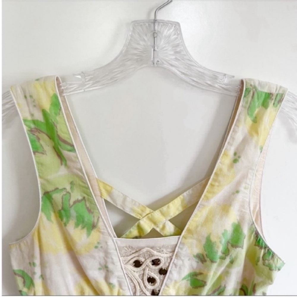 Free People dress yellow green floral vintage mini - Picture 6 of 9